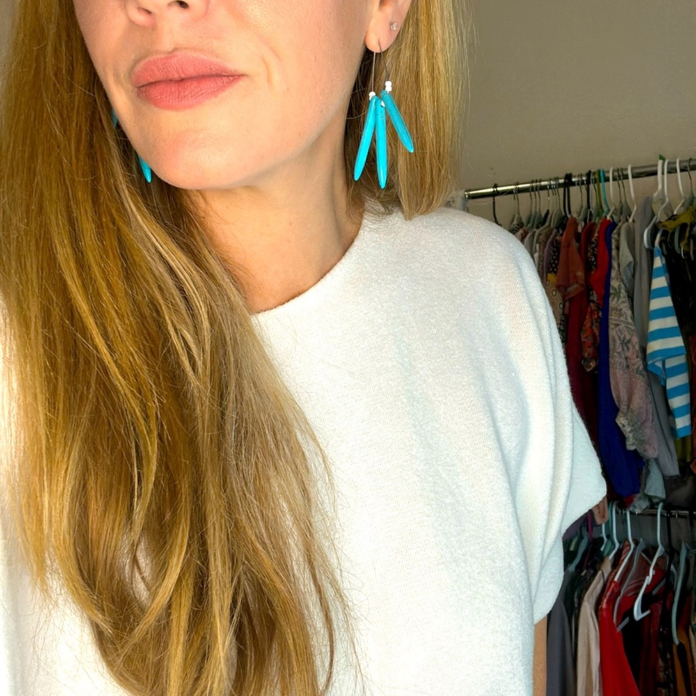 Turquoise Wood Statement Earrings